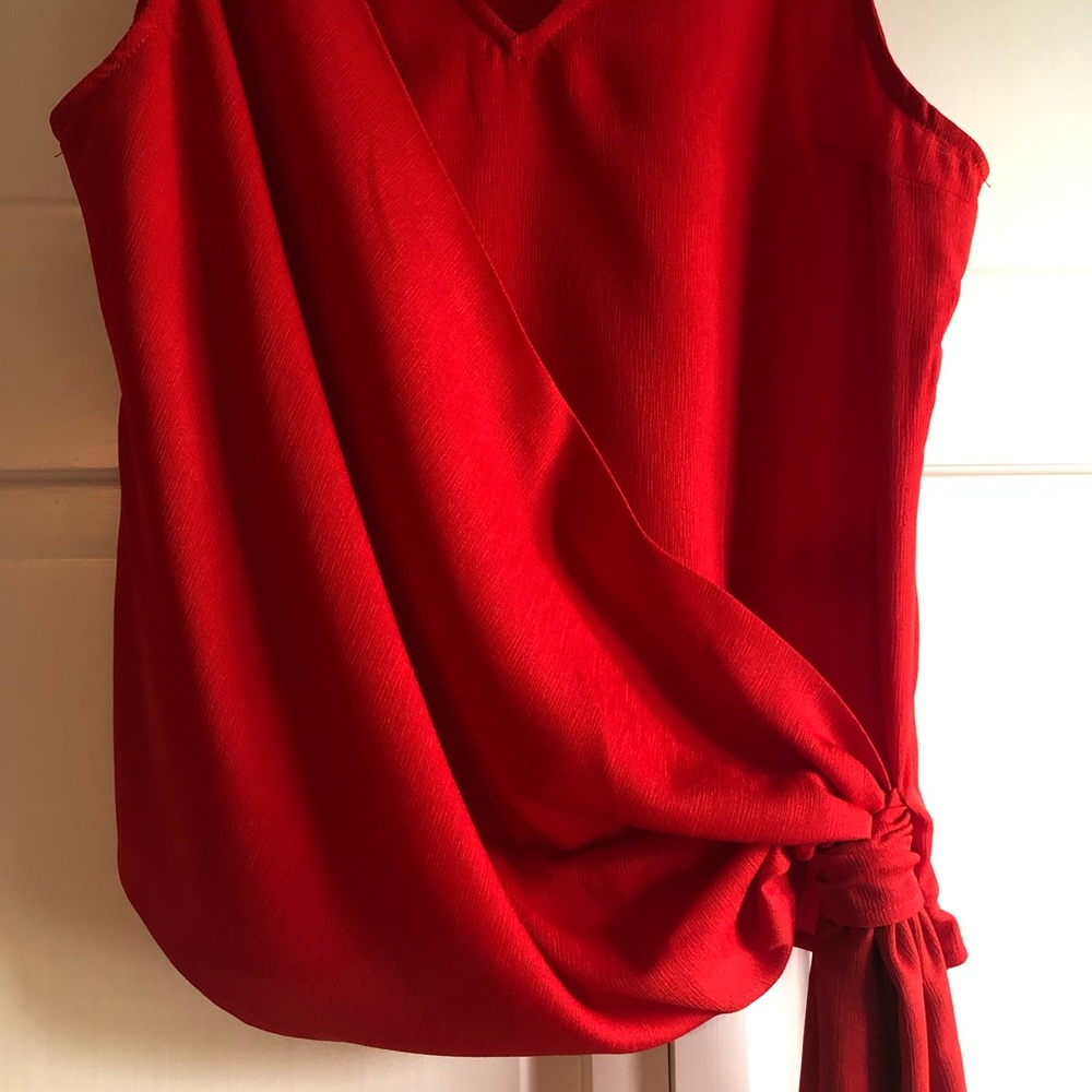New York & Co Red Blouse with black lined